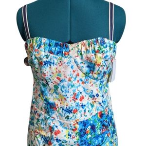 Nanette Lepore Cream Multicolored Honeysuckle Floral Ruched Y2K Dress- NWT